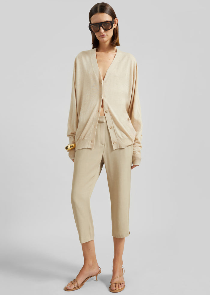 Zina V-Neck Cardigan - Beige