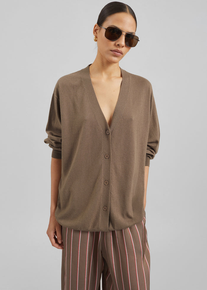 Zina V-Neck Cardigan - Mocha
