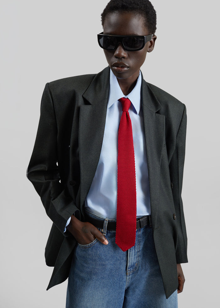 Zira Knitted Silk Tie - Red