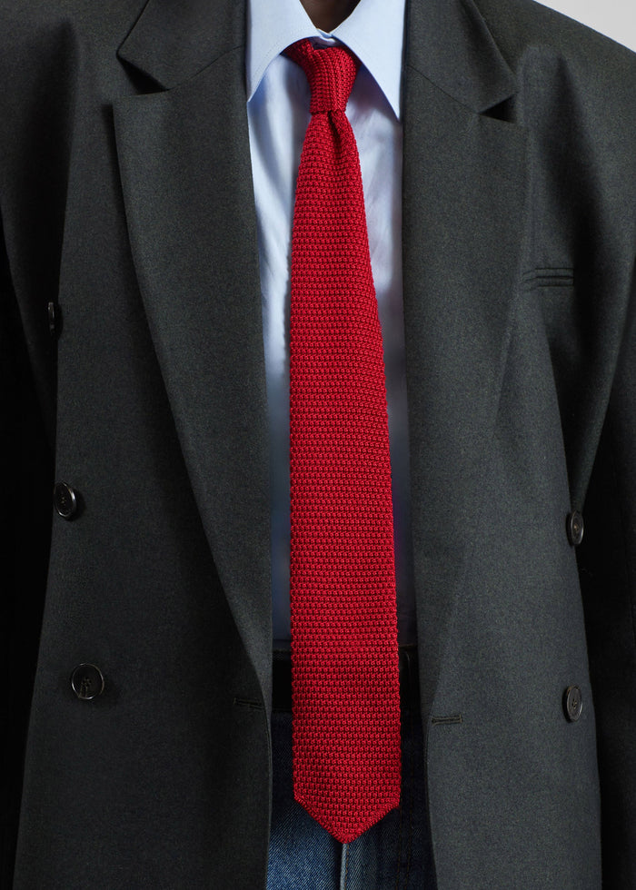 Zira Knitted Silk Tie - Red